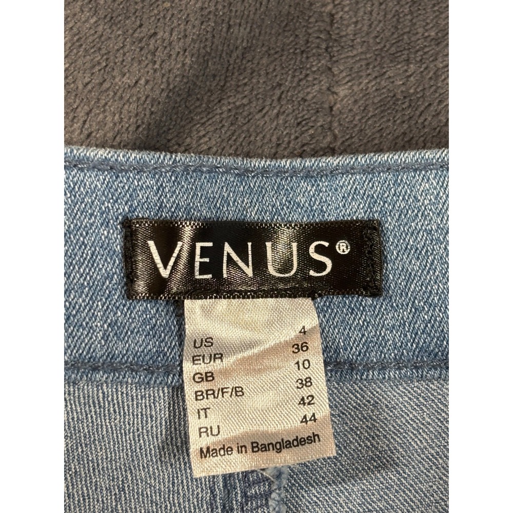 Venus Patchwork Bell Bottom Flare Jeans Blue Lace Up High Rise Womens Size 4 - Picture 3 of 14